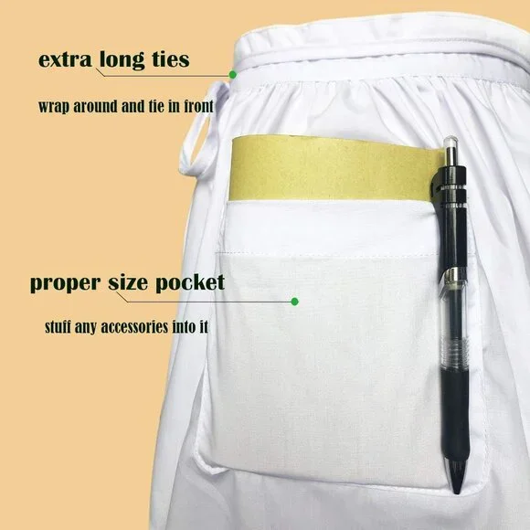 Vintage Adjustable Ruffle White Apron Maid Pioneer Costume Victorian Style Cotto - Picture 2 of 7